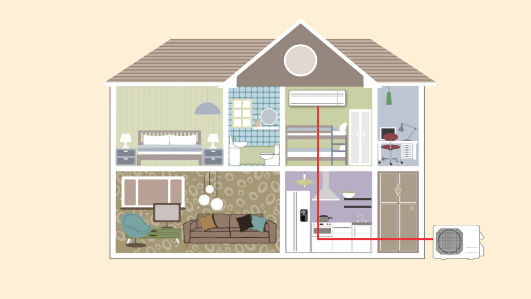 diagram of single zone mini split lineset installation